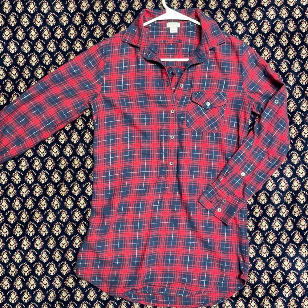 LAST CHANCE - JCREW XXS red & blue plaid top